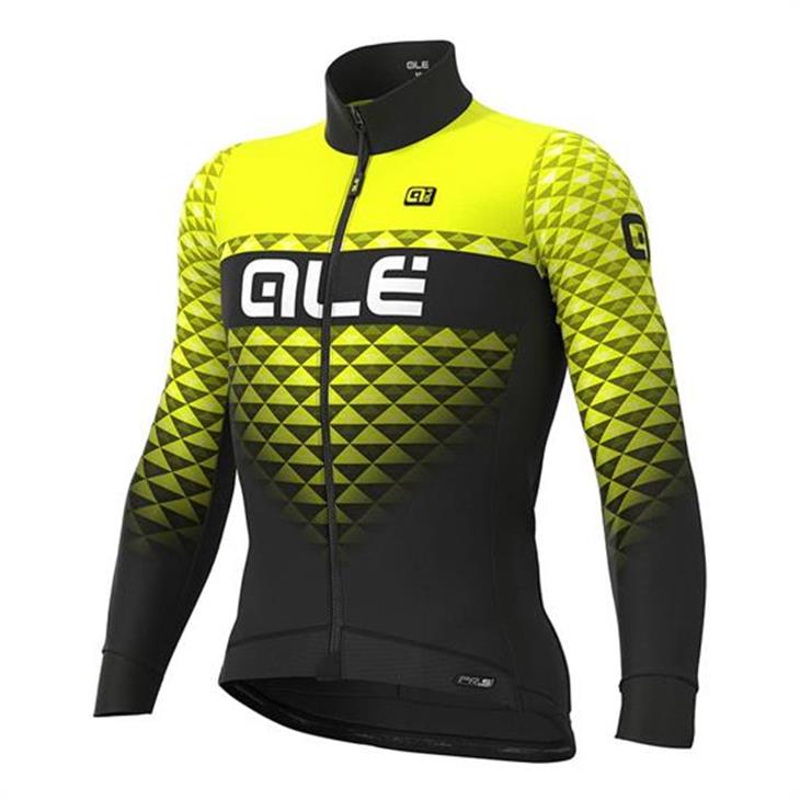Maillot ale LS JERSEY PRS HEXA DWR BLACK-FLUO YLW