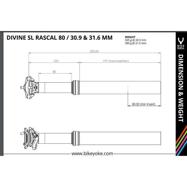 Sadelpind bike yoke Divine SL Rascal 80 (Sin mando)