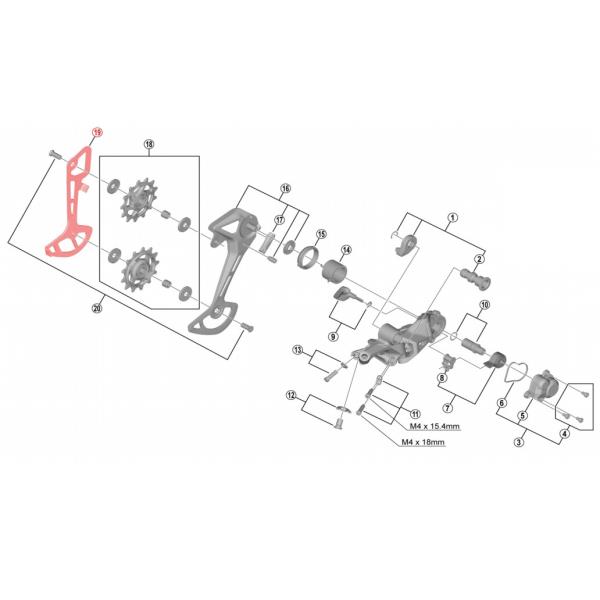Držák kladky shimano Interior SGS RD-M7100