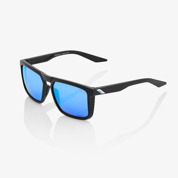 100% Sunglasses Renshaw Matte Black Hiper Blue Multi