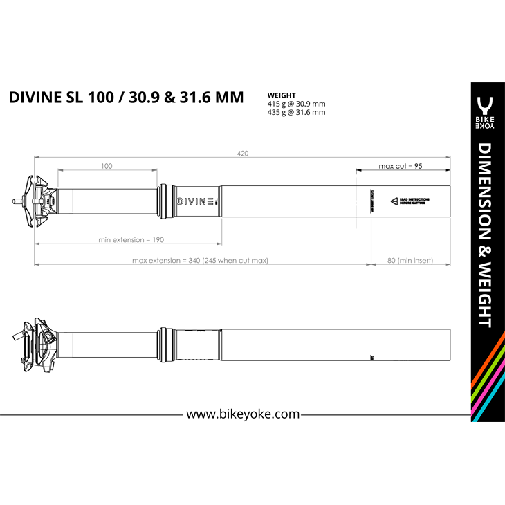 Sattelstütze bike yoke Divine SL 100 31,6 (Sin mando)