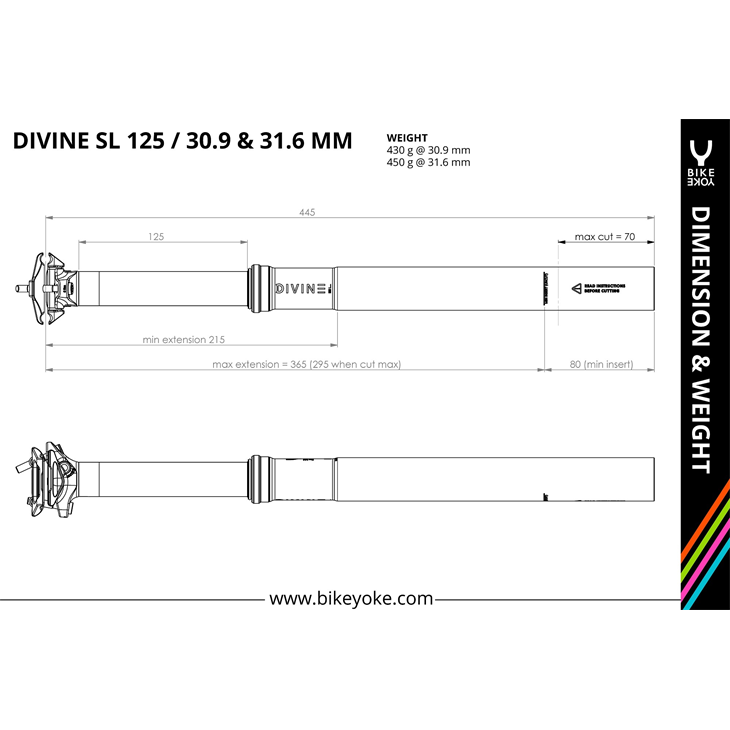 Sattelstütze bike yoke Divine SL 125 31,6 (Sin mando)
