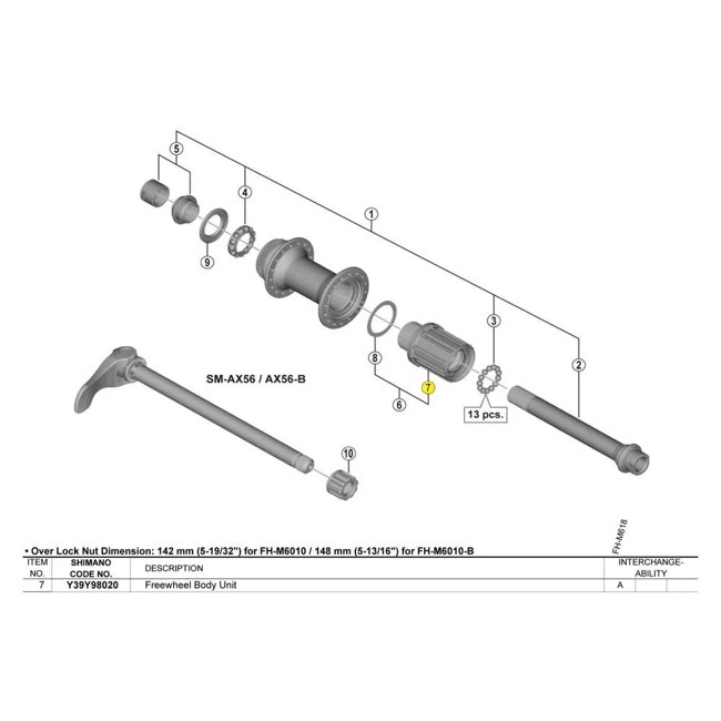 Moyeu shimano DEORE FH-M6010 12MM