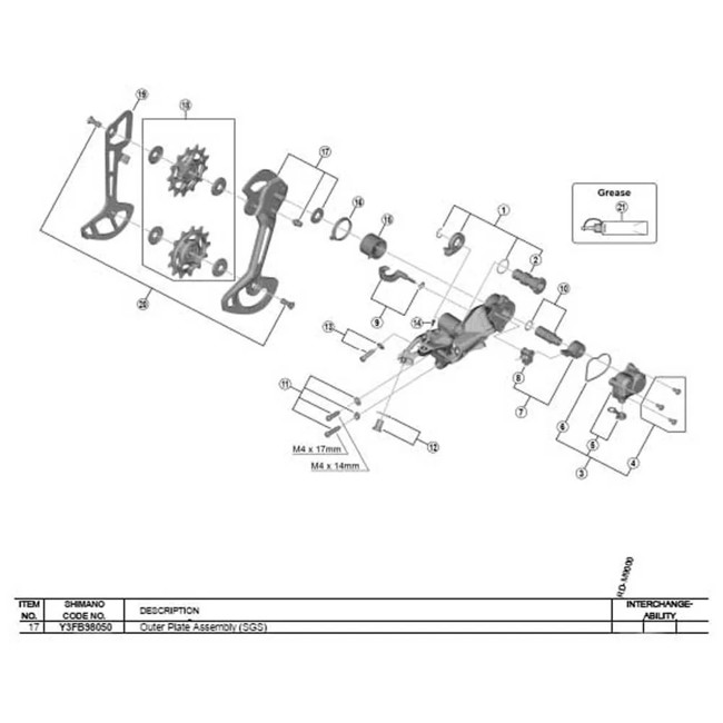 Vnější držák kladky shimano RD-M9120 SGS