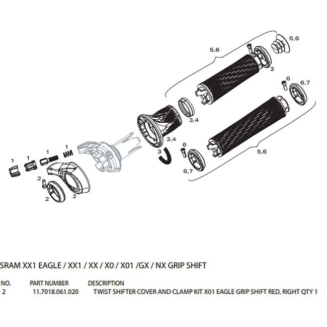 Leve sram Gripshift X01 Eagle