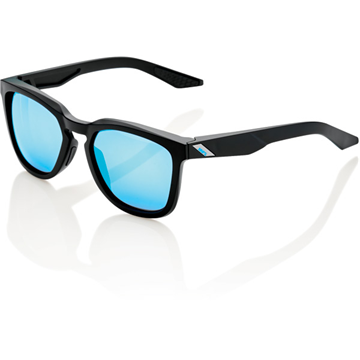 100% Sunglasses Hudson Matte Black / Hiper Blue Multi Mirror