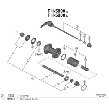 Sada dielov SHIMANO CONO DCHO RUEDA TRAS RS610/FH-5800