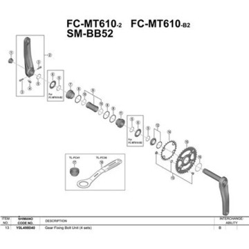 SHIMANO Cranks Deore M610 4 Unidades