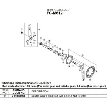 Skrutky SHIMANO FC-M612