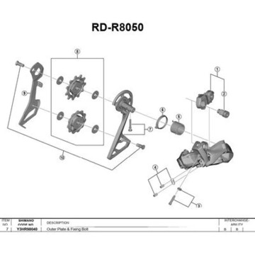Vonkajšia kladka SHIMANO RD-R8050-SS