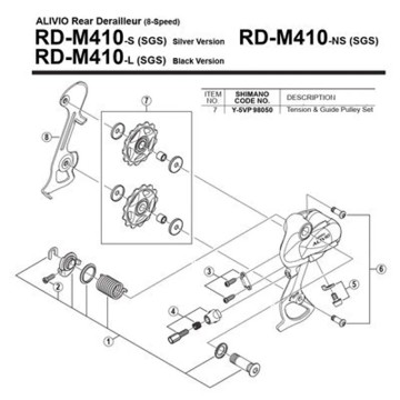 Kladky SHIMANO RD-M410 Guia+Tension