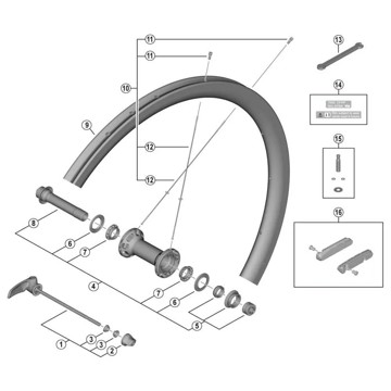 Predná os SHIMANO WH-R9200-C50-TU-F Eje