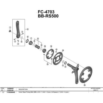 Skrutky SHIMANO Torn. Fij. Int. FC-4703 M8x9.6