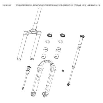 Vidlica ROCK SHOX Cartucho Fork Damper Assembly Judys/30 Silver Turnkey Crown