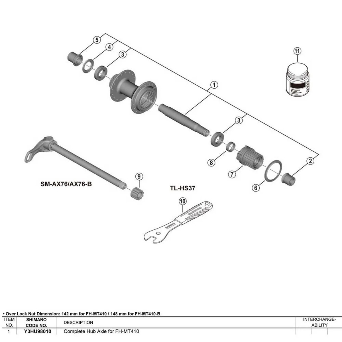 Shimano Bearing Eje Buje Completo Fh-mt410 Mammoth