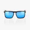 100% Sunglasses Renshaw Matte Black Hiper Blue Multi